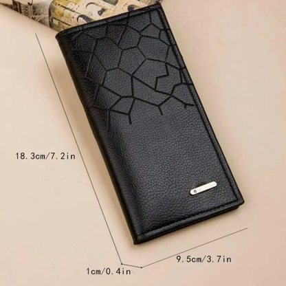 Men's half-crocodile textured leather wallet in brown, black, and dark gray with durable stitching for secure card and cash organization.