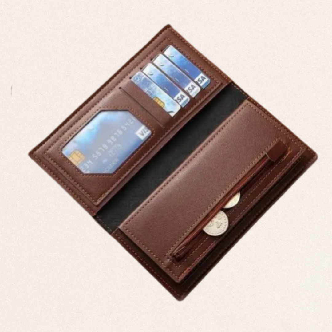 Men's half-crocodile textured leather wallet in brown, black, and dark gray with durable stitching for secure card and cash organization.