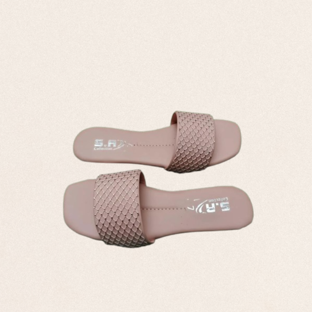 Stylish pink rhinestone fancy flats for women made of premium synthetic leather for wedding and festive party wear.