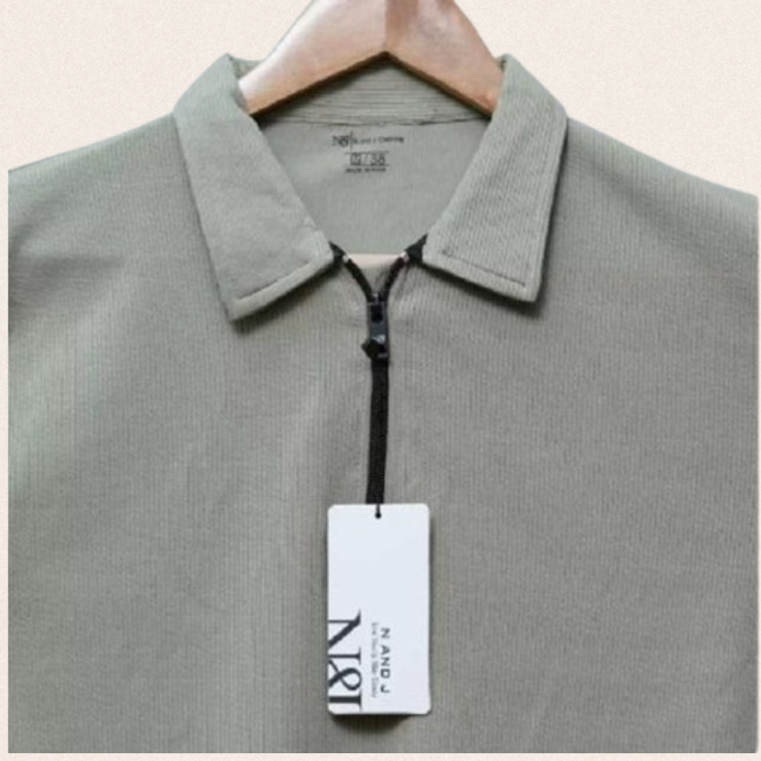 Men's grey plain cotton polo t-shirt with round neck for casual summer fashion and daily wear.